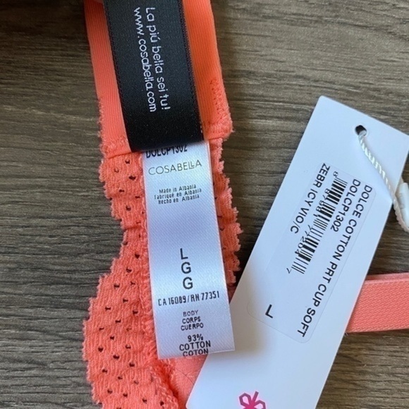 Cosabella Dolce Prt Cotton Bralette In Zebra Icy Violet / Coral Breeze Sz Large - Picture 8 of 16